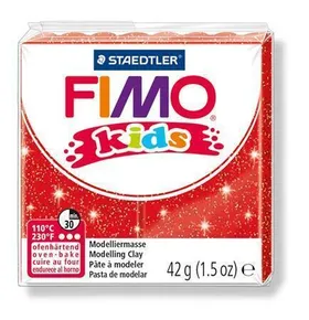 Modelovacia hmota Fimo kids 42g červená s trblietkami